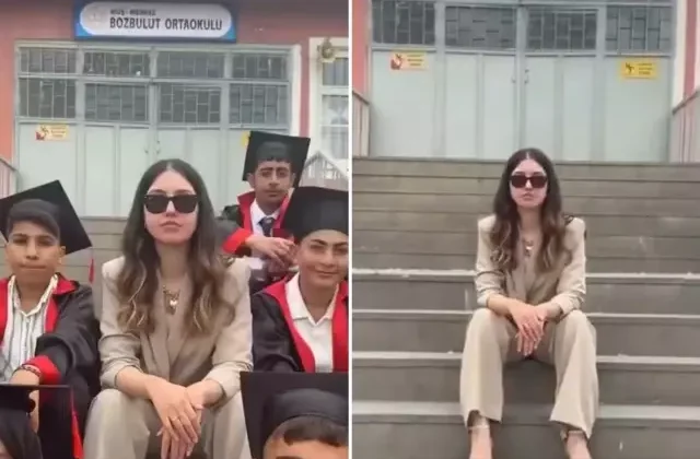 Mezuniyet akımına katılan öğretmenin seçtiği müzik tartışma yarattı