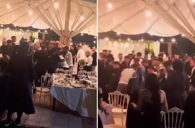 Mezuniyet balosunda tekme ve yumruklar havada uçuştu