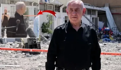Netanyahu canlı yayında konuşurken bina çöktü
