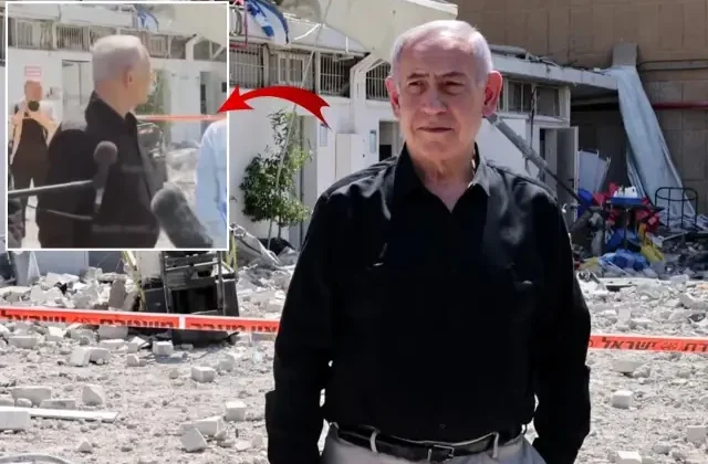 Netanyahu canlı yayında konuşurken bina çöktü