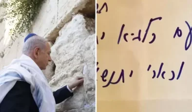 Netanyahu saldırı öncesi Ağlama Duvarı’na Tevrat ayeti bıraktı