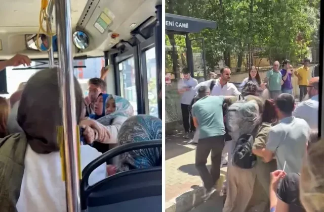 Pendik’te yolcu otobüsünde kadınlar arasında kavga! O anlar kameralarda