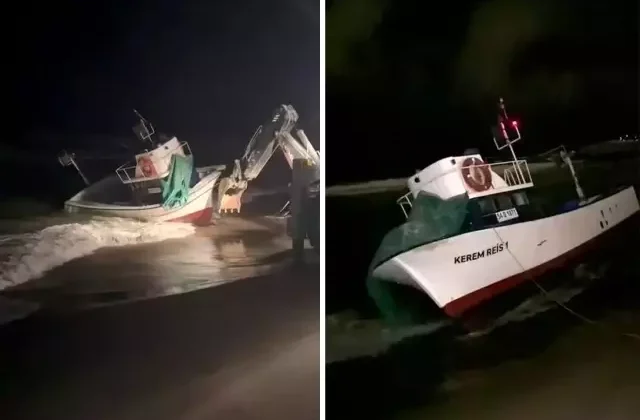 Sakarya Nehri ağzında tekne karaya oturdu
