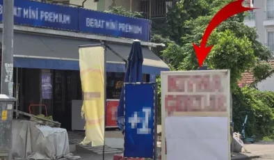 Tekel bayisinde “kıyma çekilir” afişi