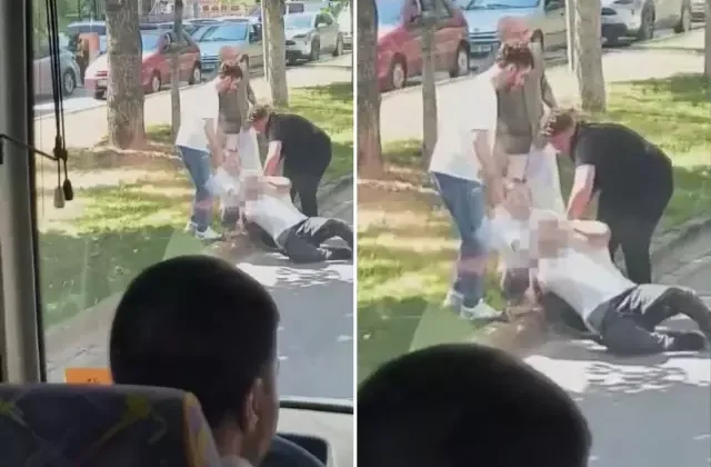 Trafikte boğazına kemer geçirdiği adamı yerde sürükledi