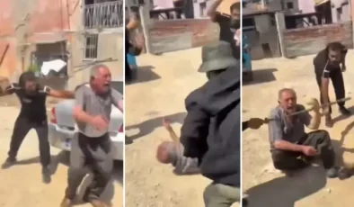 Yaşlı adamı ellerine geçirdikleri sopalarla acımasızca dövdüler