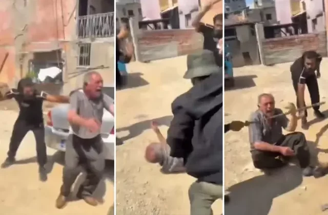 Yaşlı adamı ellerine geçirdikleri sopalarla acımasızca dövdüler
