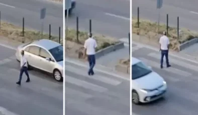 Yaya geçidinde defalarca karşıya geçip geri döndü
