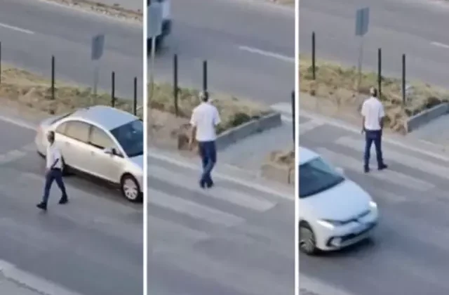 Yaya geçidinde defalarca karşıya geçip geri döndü