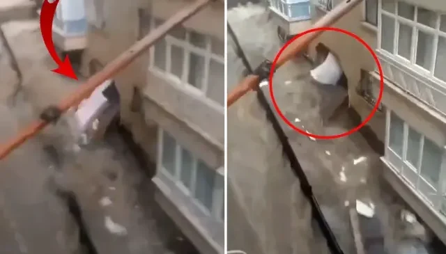 Ankara’da selin şiddetini en iyi anlatan görüntü! Sular, evin duvarını patlattı
