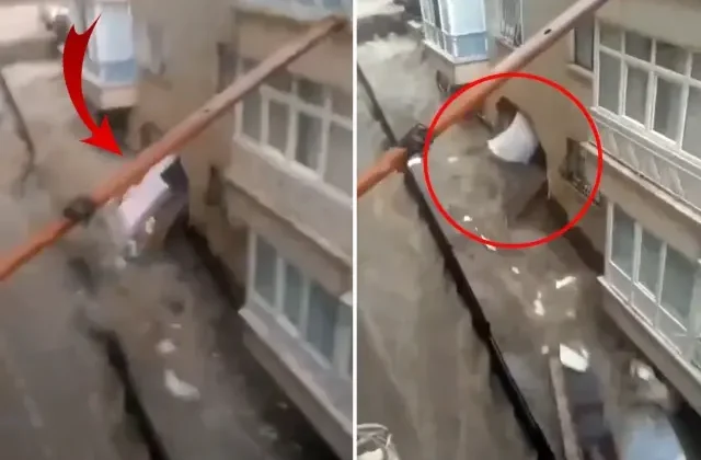 Ankara’da selin şiddetini en iyi anlatan görüntü! Sular, evin duvarını patlattı