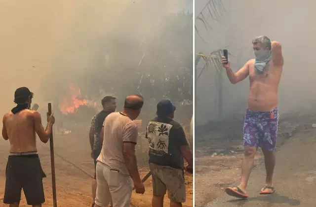 Antalya yine alevlere teslim! Turistler yangına müdahale ediyor