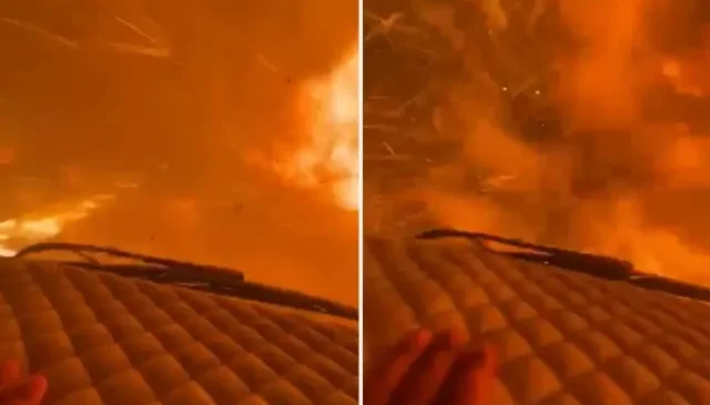 Aracıyla alevlerin arasından hızla geçti