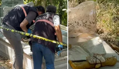 Mezarda bal mumundan yapılmış bebek ve bebeğe sarılı muska bulundu