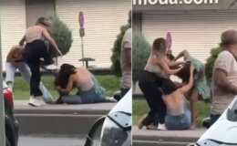 4 kadın dakikalarca kavga etti! Erkekler bile ayıramadı