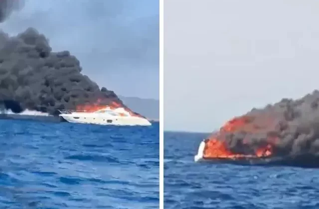 Bodrum’da tam 2 milyon dolarlık yat alev alev yandı