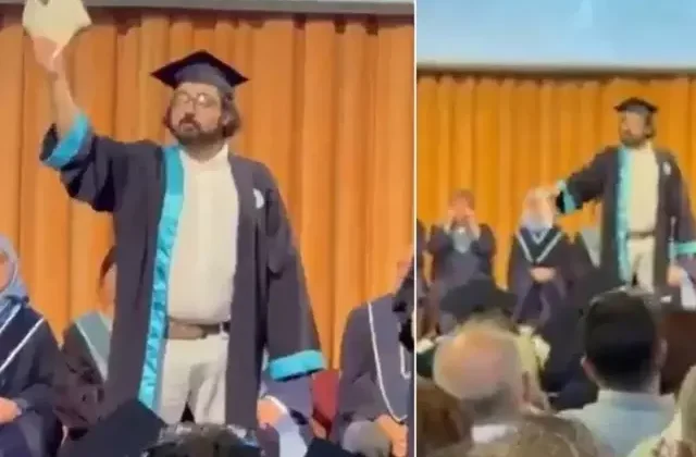 Boğaziçi Üniversitesi mezuniyet töreninde diploma yırtan öğrenci gözaltına alındı