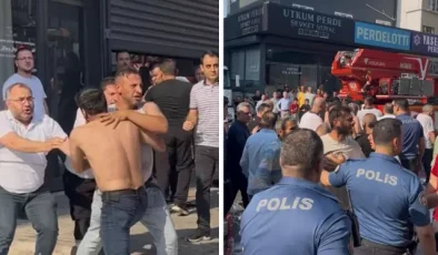 Atölye yangının söndürmeye giden itfaiyecilere, firma sahiplerinden saldırı