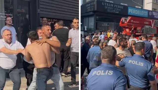 Atölye yangının söndürmeye giden itfaiyecilere, firma sahiplerinden saldırı
