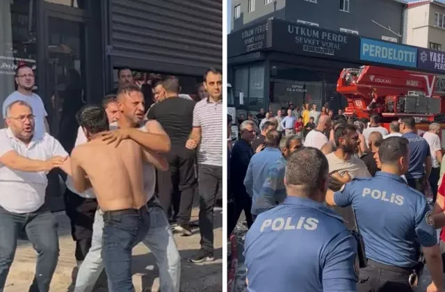 Atölye yangının söndürmeye giden itfaiyecilere, firma sahiplerinden saldırı