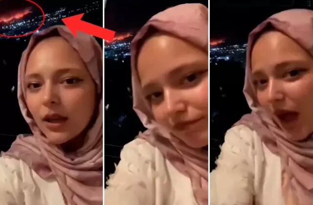 Bursa’daki yangını çeken genç kadın şarkı söyledi: Yanıyor yanaklarım