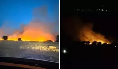 Çanakkale’de tarım arazisinde yangın! Alevler gökyüzüne yükseldi