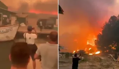 Çeşme’de felaketi yaşıyor! Yangından kaçan insanlar teknelerle tahliye ediliyor