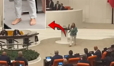 CHP’li Semra Dinçer Meclis kürsüsüne çıplak ayakla çıktı