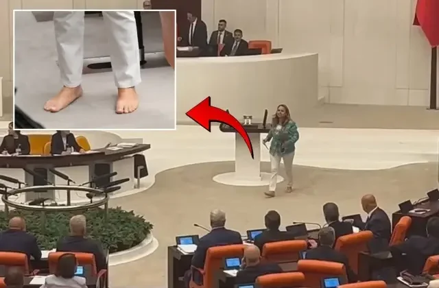CHP’li Semra Dinçer Meclis kürsüsüne çıplak ayakla çıktı