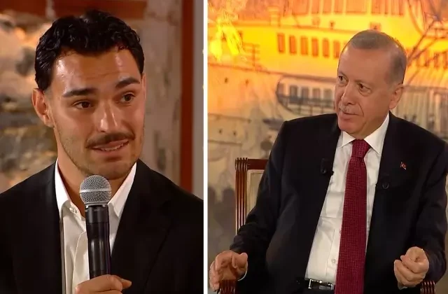 Cumhurbaşkanı Erdoğan ile milli futbolcu Kaan Ayhan arasında gülümseten diyalog