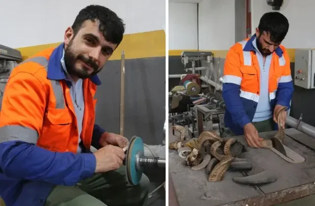Dizilerden etkilendi,10 bin boynuz arasından seçip eşsiz renklerde bıçaklar üretti