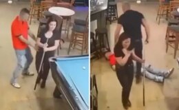 Eşini taciz eden sarhoş adamı tek yumrukla bayılttı