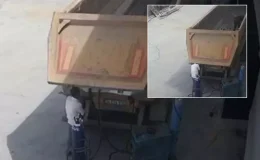 Feci ölümün kamera kaydı! Damper kapağı başına çarptı
