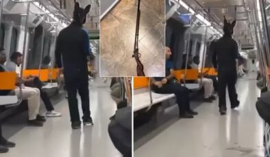 İstanbul metrosunda panik anları! Tavşan kostümlü tüfekli genç gözaltına alındı