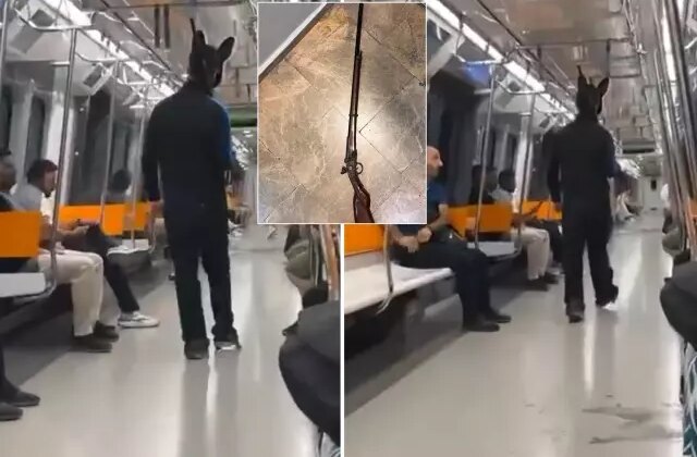 İstanbul metrosunda panik anları! Tavşan kostümlü tüfekli genç gözaltına alındı