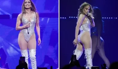 Jennifer Lopez, cesur sahne kıyafetiyle Madrid’i salladı
