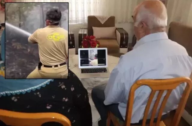 Yangınlarla mücadele eden orman işçisinden ailesine duygu yüklü video