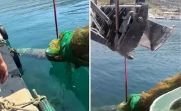Karaburun’da balıkçıların ağına denizaltı torpidosu takıldı