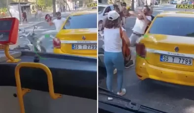 Kaskla defalarca saldıran motosikletli, taksici araçtan inince zor kurtuldu