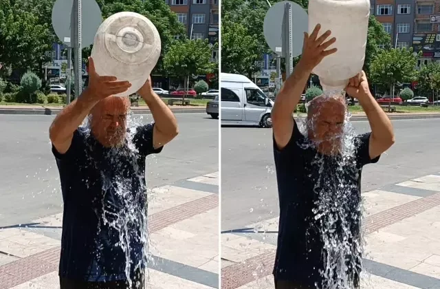 Hava sıcaklığının 45 dereceyi bulduğu kentte vatandaşlar böyle serinledi