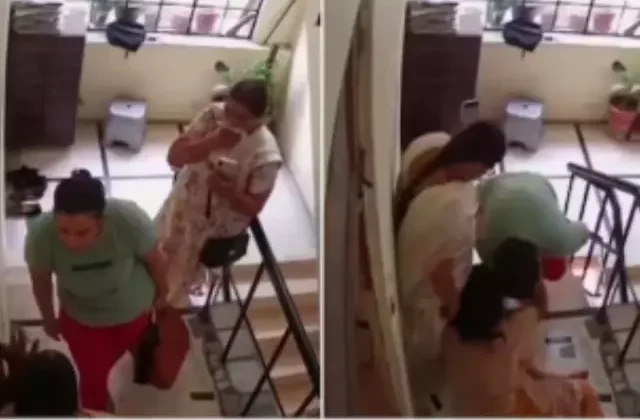 Kaynanasını darp edip merdivenlerden attı, annesi videoya çekti