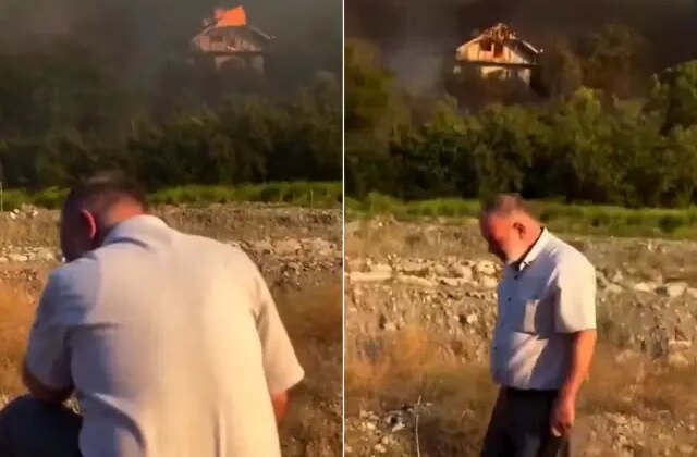 Kelimelerin tükendiği an! Şehit babası evinin yanışını böyle izledi