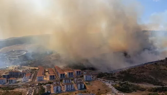 Kocaeli’de söndürülen orman yangını havadan görüntülendi
