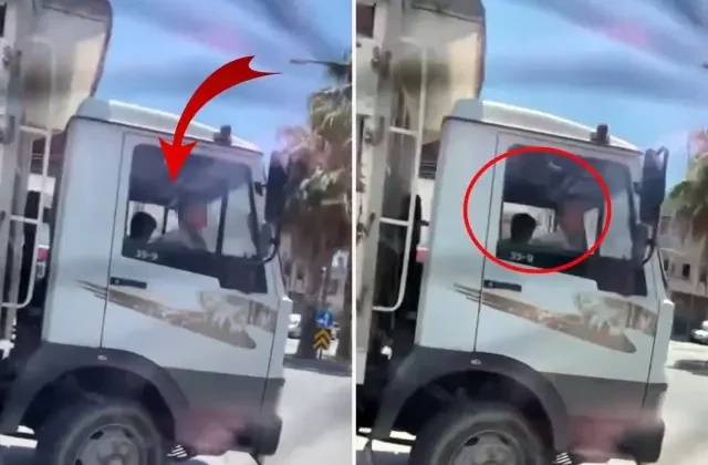 Kocaman kamyonu, küçücük çocuklar kullandı