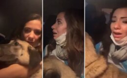 Kucağındaki köpekle alevlerden böyle kaçtı