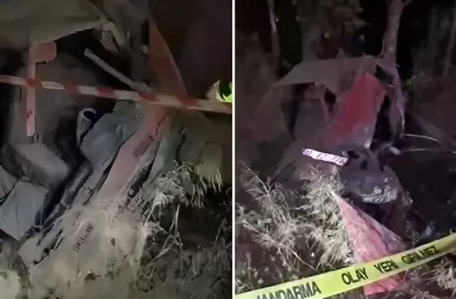 Otomobil ağaçlık alana düştü: 2 ölü