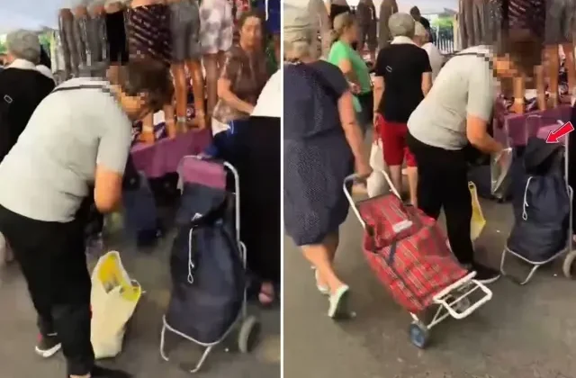 Pazarda büyük rezillik! Kimse görmüyor sandı ama kamera kayıttaydı