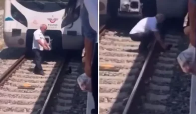 Raylara düşen kediyi kurtarmak için treni durdurdu, raylara indi