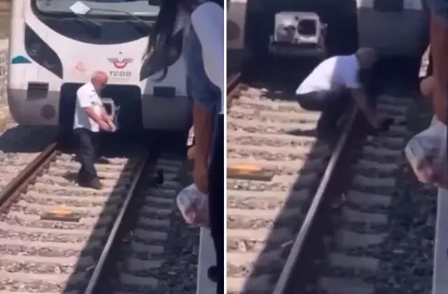 Raylara düşen kediyi kurtarmak için treni durdurdu, raylara indi