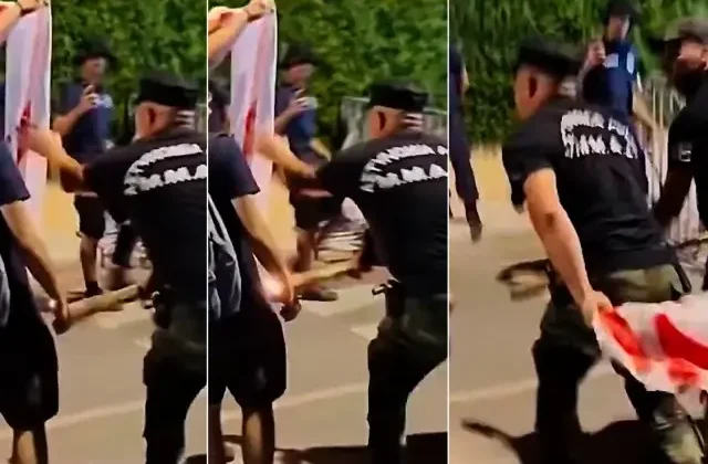 Rum Kesimi’nde çirkin provokasyon! KKTC bayrağını yakma girişimini Rum polisi engelledi